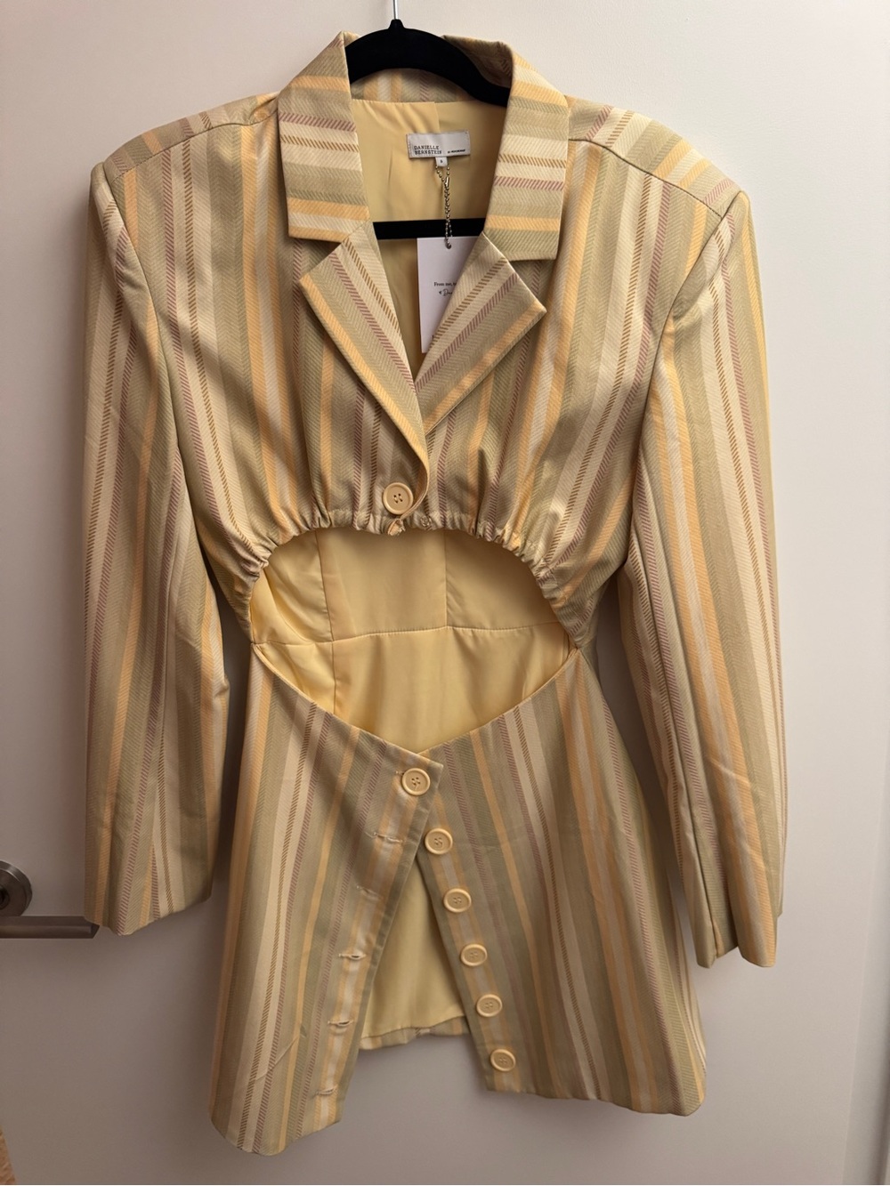 Cutout Stripe Blazer Dress in Yellow